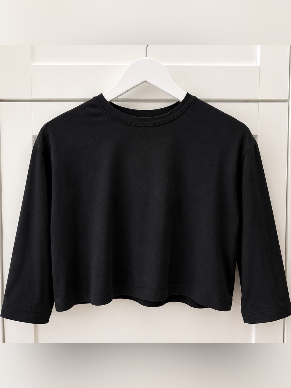 lululemon athletica Black All yours cropped 3/4 Sleeve Crewneck Top size 6
